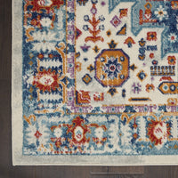 4’ x 6’ Ivory and Blue Floral Motifs Area Rug