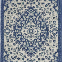 2’ x 3’ Ivory and Blue Medallion Scatter Rug