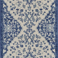 2’ x 8’ Ivory and Blue Medallion Runner Rug