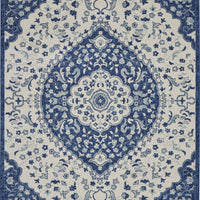 8’ x 10’ Ivory and Blue Medallion Area Rug