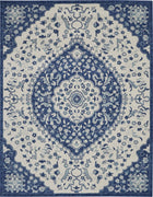 8’ x 10’ Ivory and Blue Medallion Area Rug