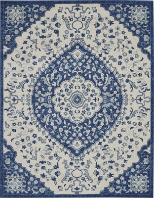 8’ x 10’ Ivory and Blue Medallion Area Rug