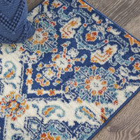 2’ x 3’ Blue and Ivory Persian Patterns Scatter Rug
