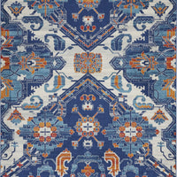 8’ x 10’ Blue and Ivory Persian Patterns Area Rug