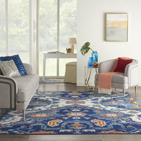 8’ x 10’ Blue and Ivory Persian Patterns Area Rug