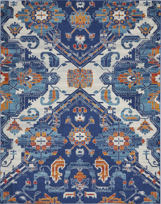 8’ x 10’ Blue and Ivory Persian Patterns Area Rug