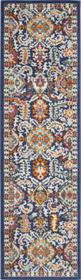 2’ x 8’ Blue and Gold Intricate Runner Rug