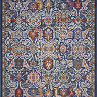 8’ x 10’ Blue and Gold Intricate Area Rug