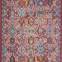 8’ x 10’ Red and Multicolor Decorative Area Rug
