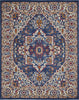 8’ x 10’ Blue and Ruby Medallion Area Rug