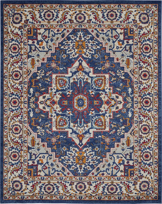 8’ x 10’ Blue and Ruby Medallion Area Rug