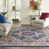 8’ x 10’ Blue and Ruby Medallion Area Rug