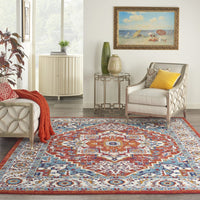 8’ x 10’ Red and Ivory Medallion Area Rug