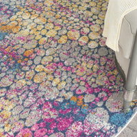 4’ Round Yellow and Pink Coral Reef Area Rug