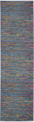 2’ x 10’ Blue Distressed Striations Runner Rug