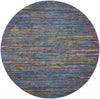 4’ Round Blue Distressed Striations Area Rug