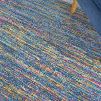 5’ Round Blue Distressed Striations Area Rug