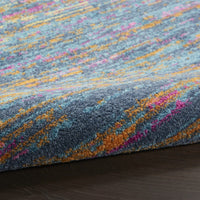 7’ x 10’ Blue Distressed Striations Area Rug