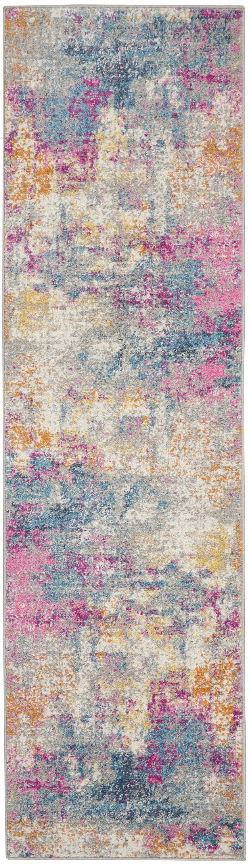 2’ x 10’ Ivory and Multi Abstract Runner Rug