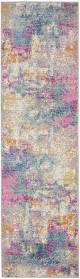 2’ x 8’ Ivory and Multi Abstract Runner Rug