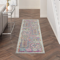 2’ x 8’ Gray Distressed Ornamental Runner Rug