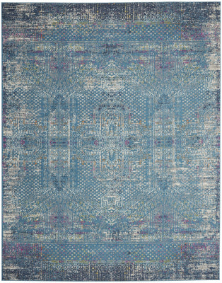 8’ x 10’ Blue Distressed Medallion Area Rug