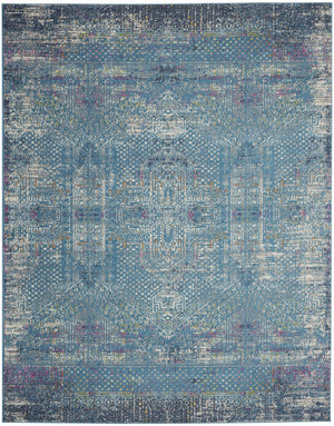 8’ x 10’ Blue Distressed Medallion Area Rug