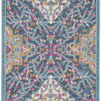 2’ x 8’ Blue and Pink Medallion Runner Rug