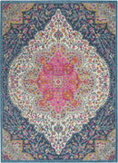 5’ x 7’ Blue and Pink Medallion Area Rug