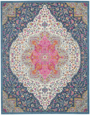 8’ x 10’ Blue and Pink Medallion Area Rug