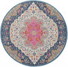 8’ Round Blue and Pink Medallion Area Rug