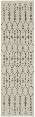 2’ x 8’ Ivory and Gray Geometric Runner Rug