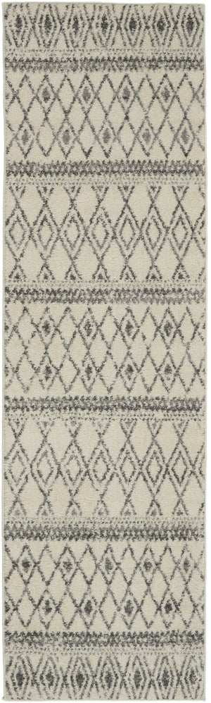 2’ x 8’ Ivory and Gray Berber Pattern Runner Rug