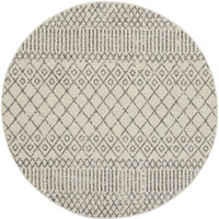 5’ Round Ivory and Gray Geometric Area Rug