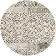 5’ Round Ivory and Gray Geometric Area Rug