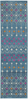 2’ x 8’ Blue Jewels Geometric Runner Rug