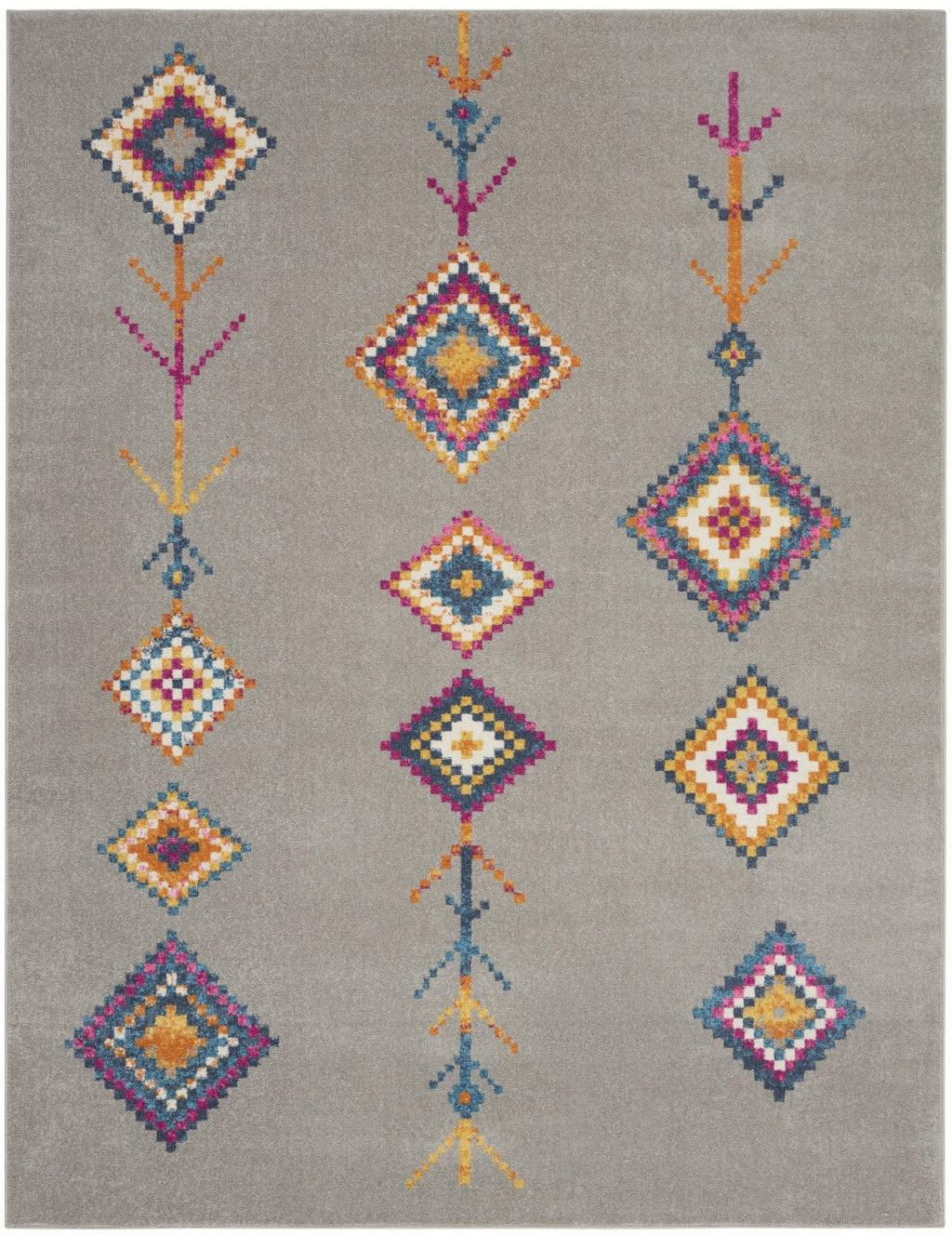 8’ x 10’ Gray and Multicolor Geometric Area Rug