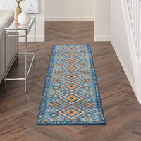 2’ x 6’ Blue and Multi Diamonds Runner Rug