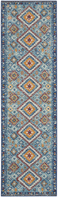 2’ x 8’ Blue and Multi Diamonds Runner Rug