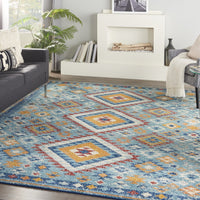 8’ x 10’ Blue and Multi Diamonds Area Rug