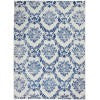 4’ x 6’ Ivory and Navy Damask Area Rug