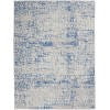 6’ x 9’ Gray and Blue Abstract Grids Area Rug