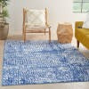 6’ x 9’ Ivory and Navy Abstract Grids Area Rug