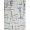 5’ x 7’ Ivory and Blue Irregular Grids Area Rug