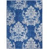 6’ x 9’ Navy and Ivory Damask Area Rug