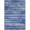 5’ x 7’ Navy Blue and Ivory Distressed Area Rug