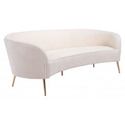 86" White Polyester Blend And Gold Standard Sofa