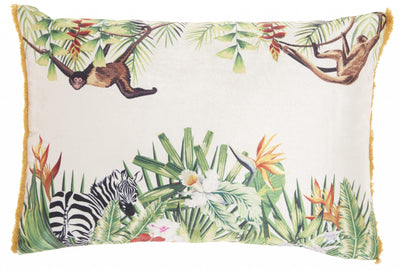 Multicolor Jungle Art Lumbar Pillow