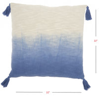 Blue Ombre Tasseled Throw Pillow