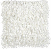 Shiny White Shaggy Throw Pillow